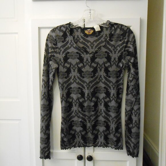 **SALE** Harley-Davidson Semi-Sheer Long Sleeve Top - Picture 1 of 10